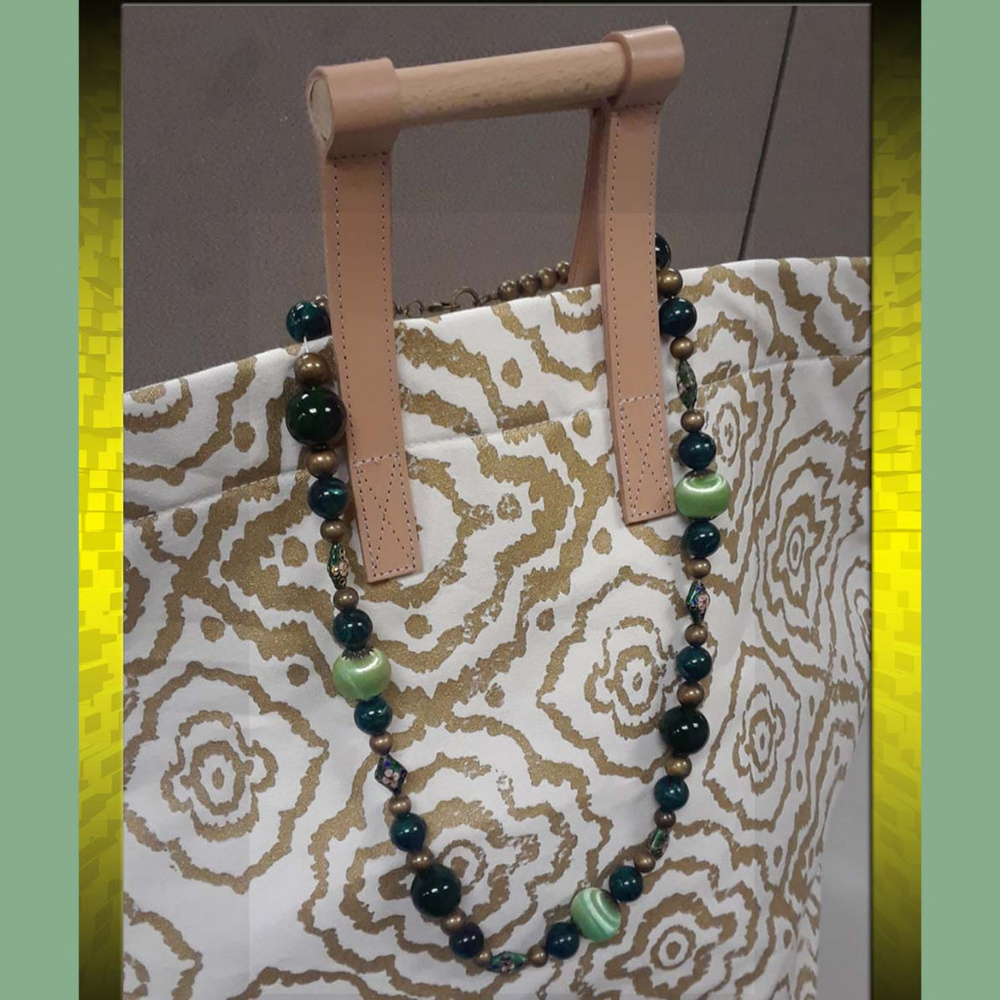 NEW Anthropologie Green & Brass bead Boho necklace